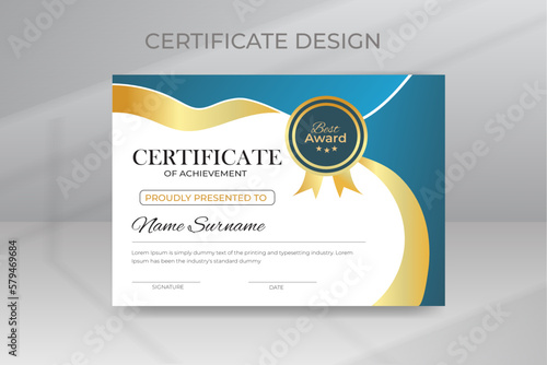 Appreciation and Achievement Modern Certificate Template Design