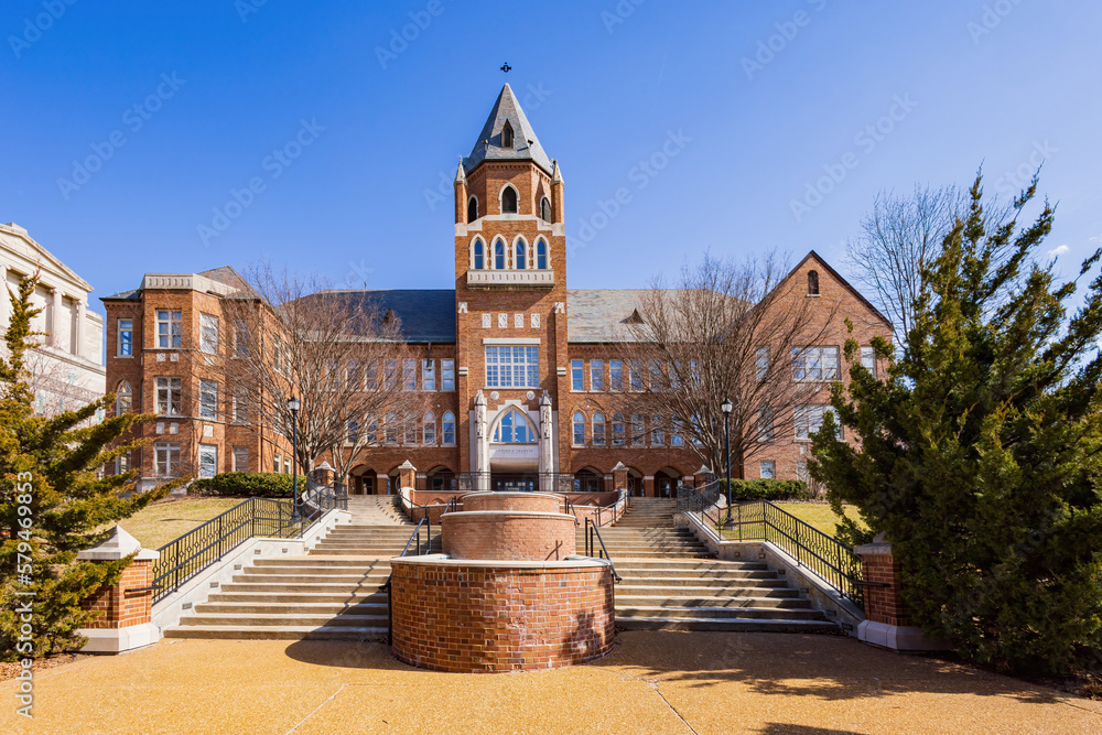 Sunny view of the SLU Cook Hall of Saint Louis University