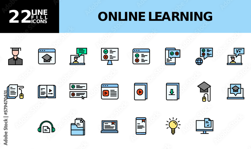 Icon Pack Online Learning, Study, Online School. editable file and color. Icon Pack Online Learning, Study, Online School. editable file and color.