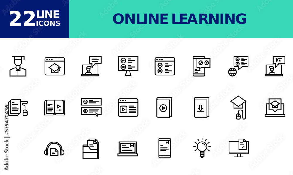 Icon Pack Online Learning, Study, Online School. editable file and color. Icon Pack Online Learning, Study, Online School. editable file and color.