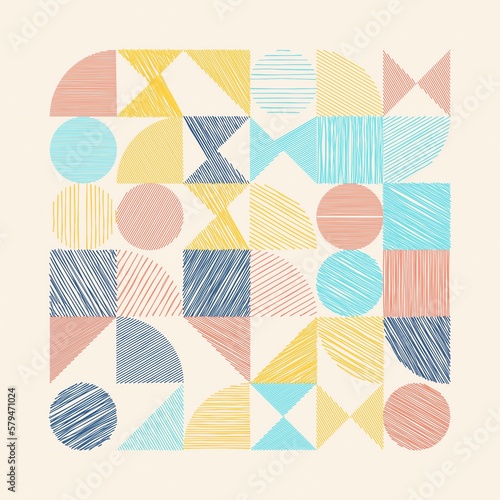 Generative Design Artwork of Abstract Vector Generated Shapes Composition