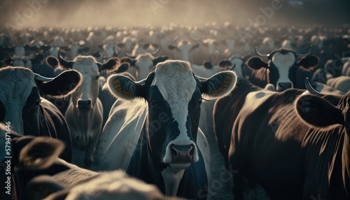 group of cows, herd of bovines, cattle group., lot of cows, bunch of cows, GENERATIVE AI