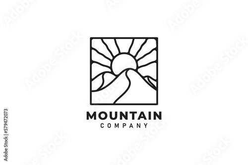 Hills Mountain Peaks for Adventure Outdoor logo design