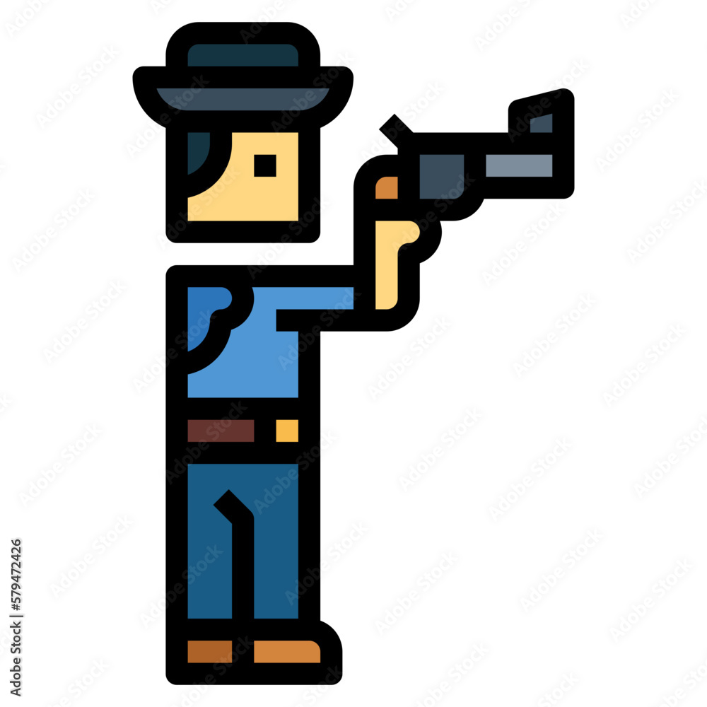 cowboy filled outline icon style cowboy filled outline icon style