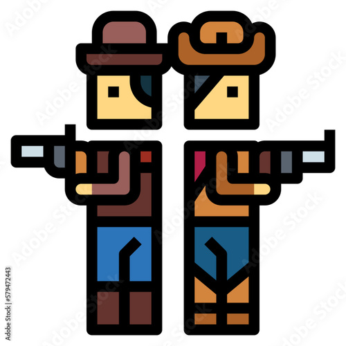 gunfight filled outline icon style