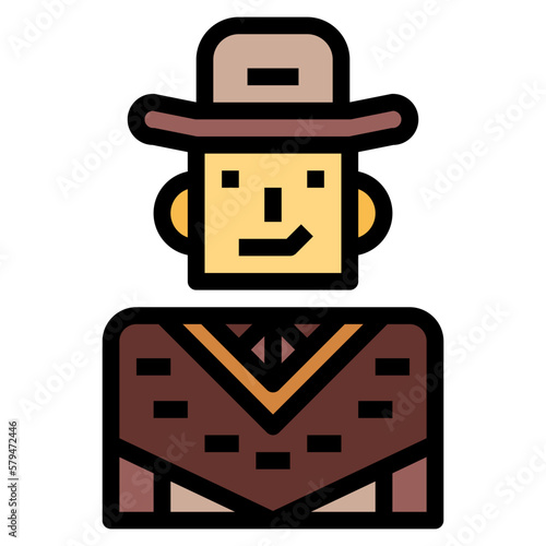 cowboy filled outline icon style