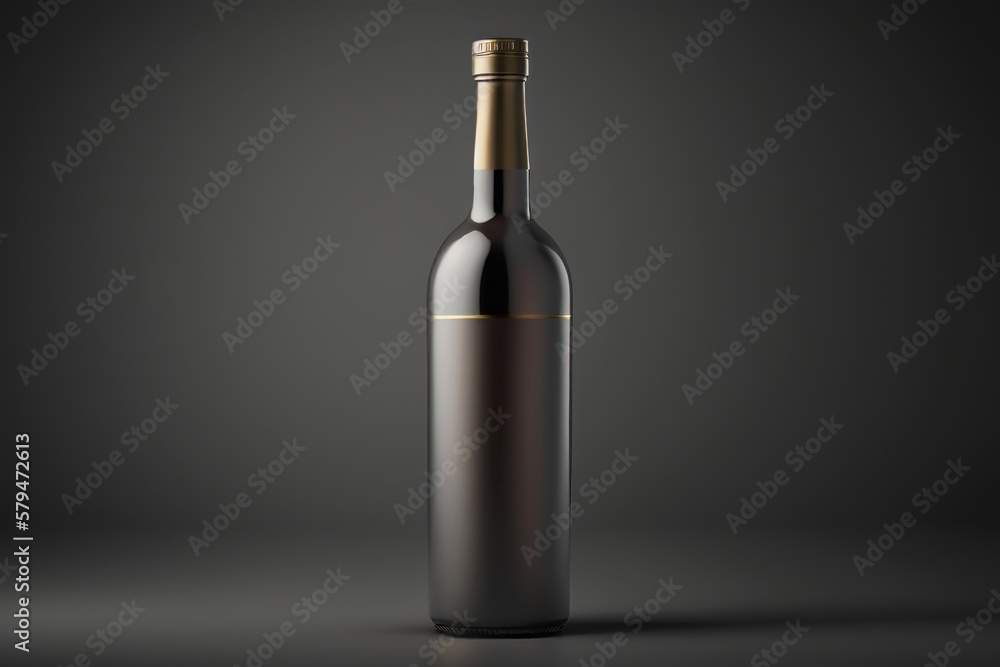 Wine Bottle mockup on dark background with blank labels. AI Generation Wine Bottle mockup on dark background with blank labels. AI Generation