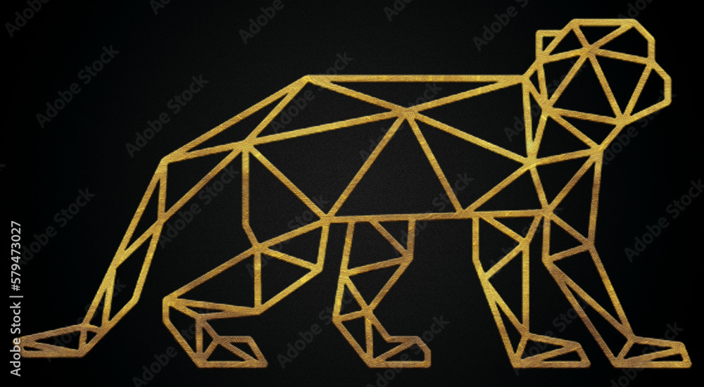 Polygonal geometric monkey with golden effect Polygonal geometric monkey with golden effect