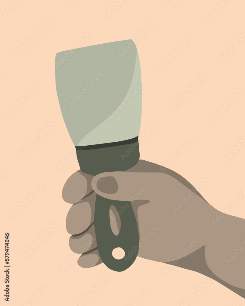 Vector isolated illustration of spatula in human hand.