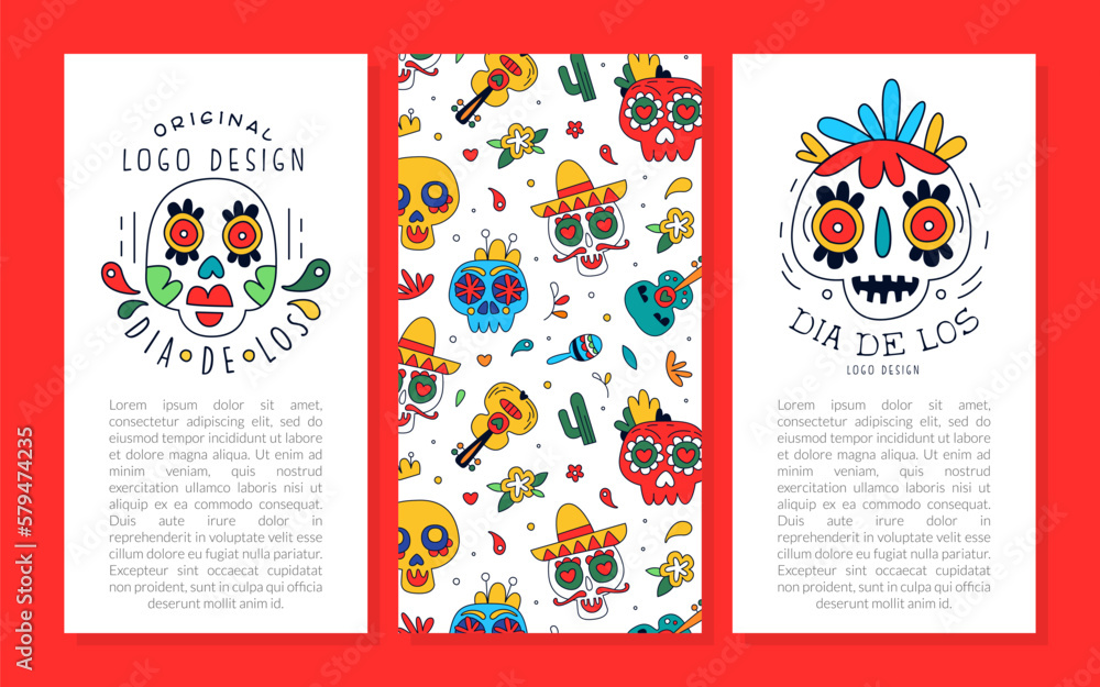 Dia de Los Muertos logo design. Day of the dead Mexican festival flyer ...