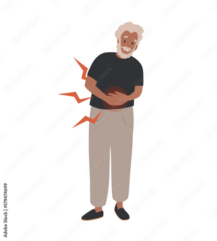 Black old, elder Man suffering from abdominal pain. Health Problem, Disease Symptoms and Unhealthy Body Sickness Black old, elder Man suffering from abdominal pain. Health Problem, Disease Symptoms and Unhealthy Body Sickness