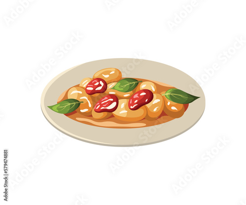 Gnocchi on a white background. Vector illustration in flat style