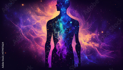 colorful astral body silhouette