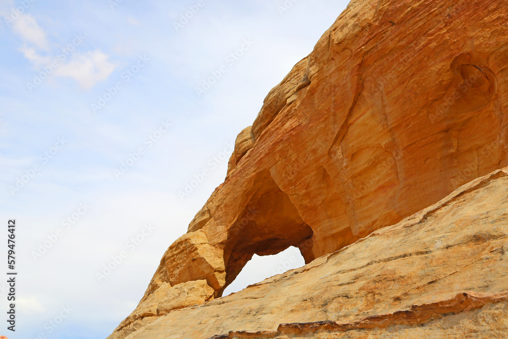 Natural arch on blue sky - Valley of Fire State Park, Nevada