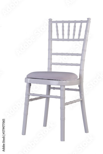 White Wooden Chair Isolated on White Background with White Pillow