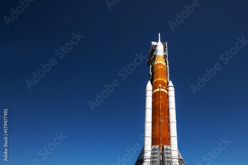 The launch of the spacecraft to the moon. Elements of this image furnishing NASA.