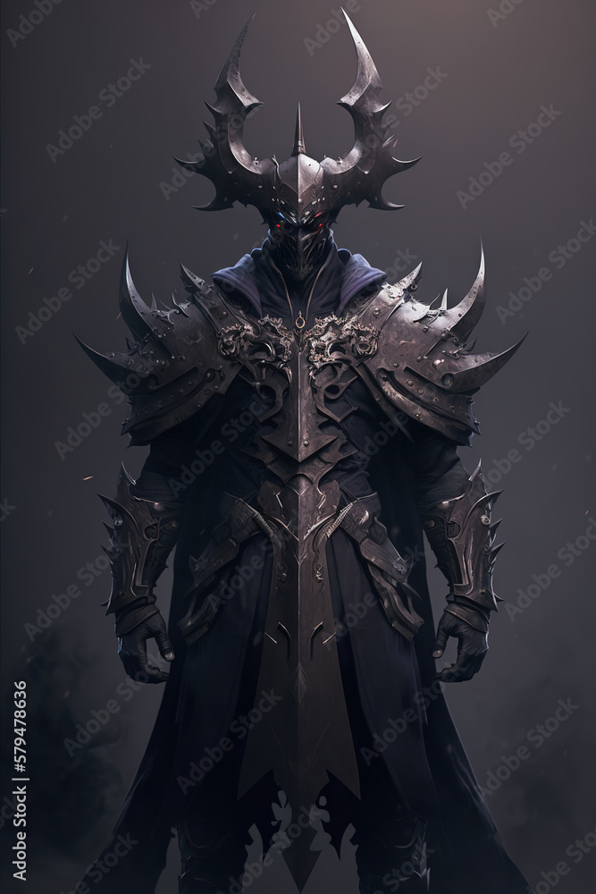 a man with horns standing in front of a gray background, fantasy, art illustration 