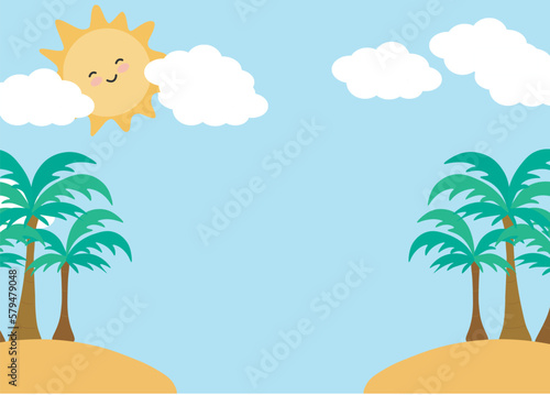 Summer sun palms and beach