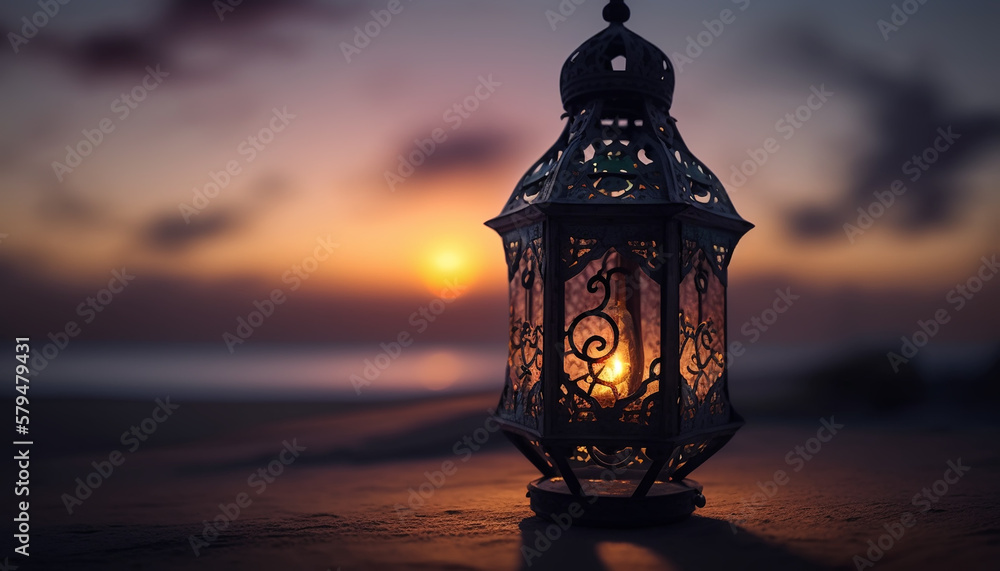 Arabic lantern, Ramadan kareem background. Generative AI Arabic lantern, Ramadan kareem background. Generative AI