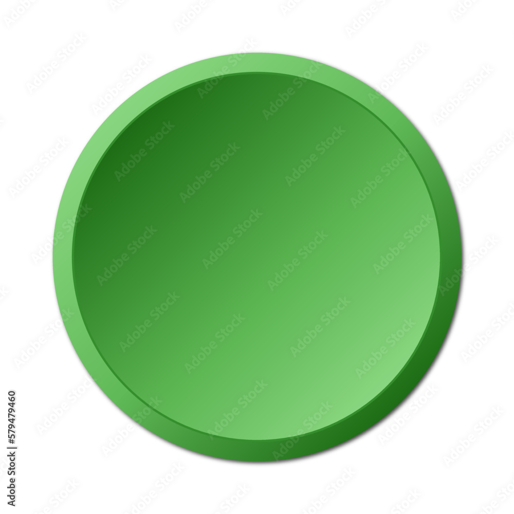 Green round button. Button in vector.