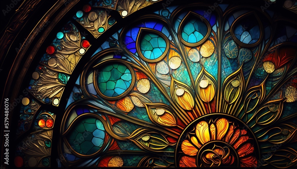 colorful stained glass window - obrazy, fototapety, plakaty 