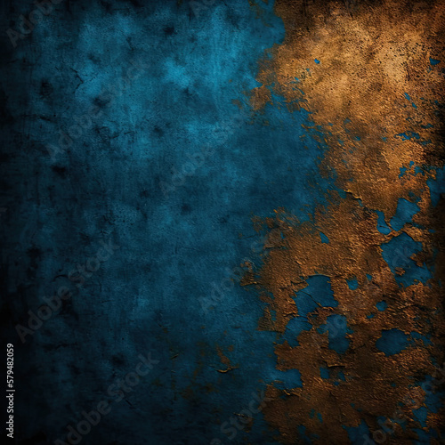 Blue and Bronze Grunge Background Texture - Blue and Bronze Grunge Backgrounds Series - Grunge Wallpaper created with Generative AI technology