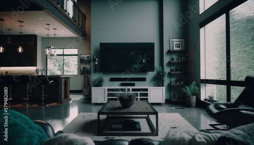 Beautiful and clean interior design of a nice villa, generative AI