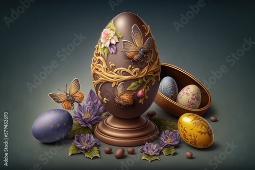 Easter chocolate eggs illustration created using generative AI.