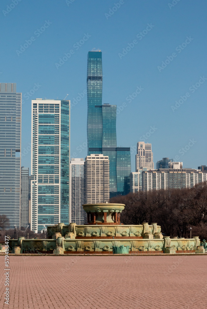 downtown city fountain