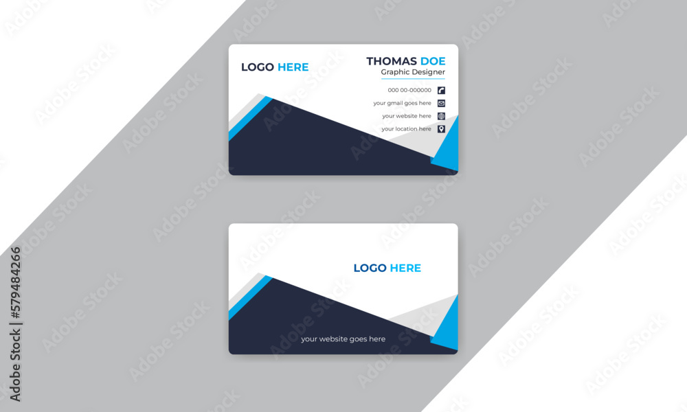 Luxury and elegant business card print template design with front and back presentation. Double sided modern visiting card Template.