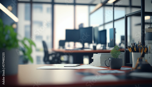 De-focused office background, blurred background, Generative AI