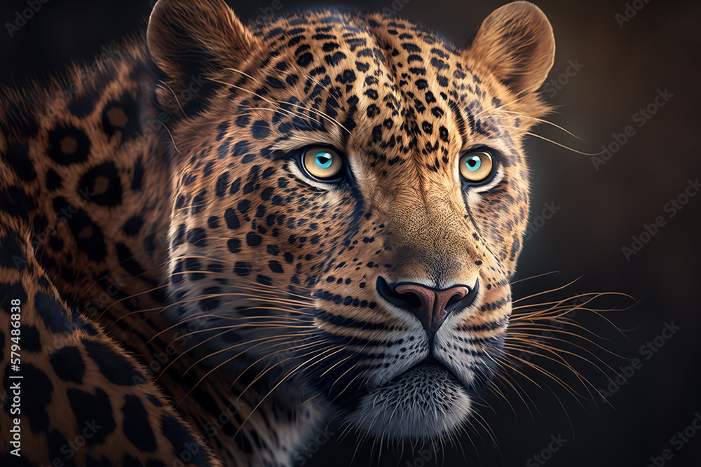 Fototapeta premium Close up of Leopard isolated from background., Created using generative AI tools.