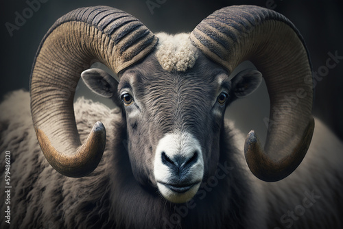 Rocky Mountain Bighorn Sheep, tools. Created using generative AI. © © Raymond Orton