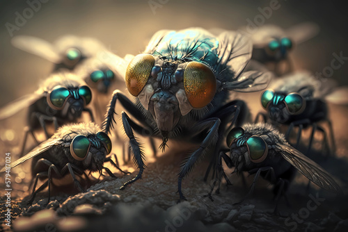 Green blowfly macro, generative ai