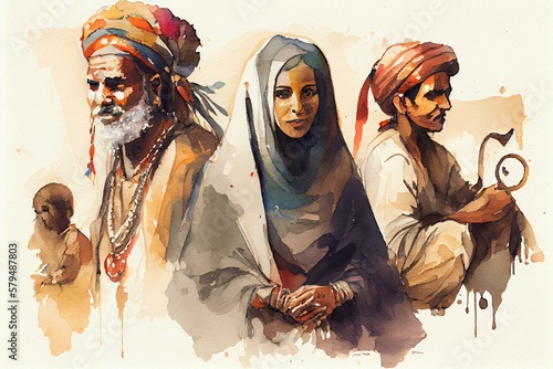 Cultural Influences, watercolor style. Generative AI