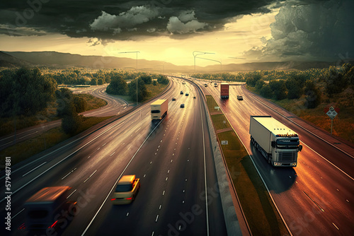 Highway trafin, photorealistic