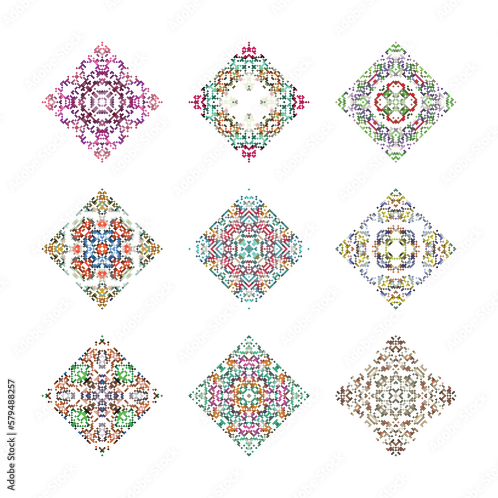 Ethnic boho ornament set. Tribal pattern. Folk motif. Can be used for wallpaper, textile, wrapping, web page background.