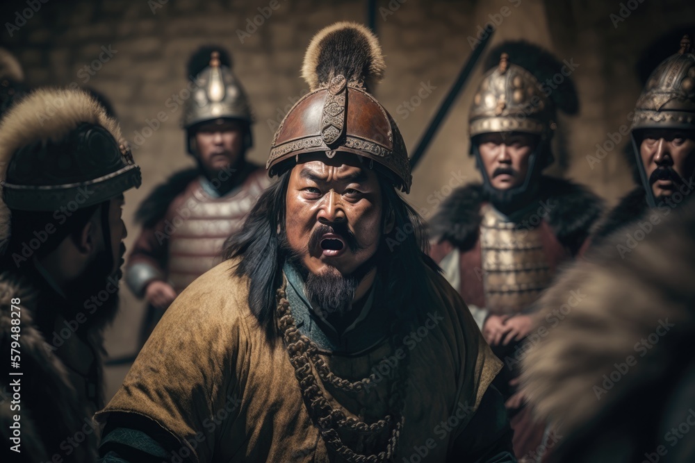 Illustrazione Stock Genghis Khan, the Fierce and Mighty Conqueror