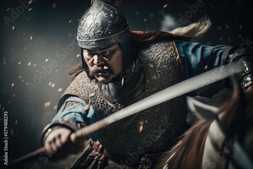 Genghis Khan, the Fierce and Mighty Conqueror, Leader of the Mongol Empire. Generative AI