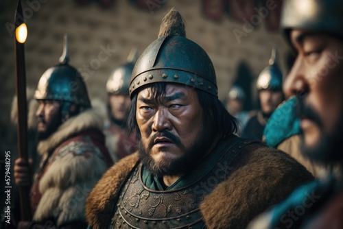 Genghis Khan, the Fierce and Mighty Conqueror, Leader of the Mongol Empire. Generative AI photo