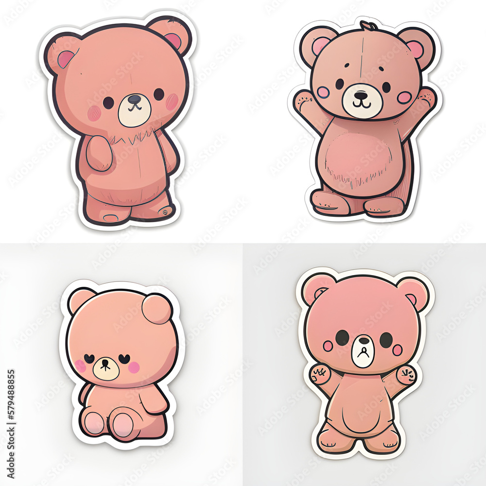 a stiker of four cute animals