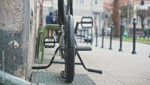 Wallpaper Mural BMX Sport Stunt Bicycle Parked Upside Down Outdoors on Sidewalk  Torontodigital.ca