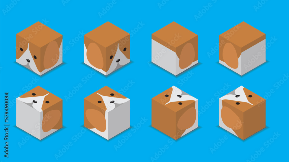 Fototapeta premium Animal Dice 3D Character Animal Beagle Dog Cartoon Vector