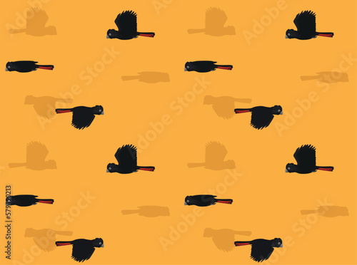 Red-Tailed Black Cockatoo Cute Cartoon Poses Seamless Wallpaper Background