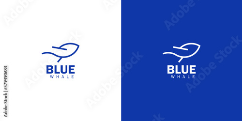 Creative Blue whale logo design vector template 
