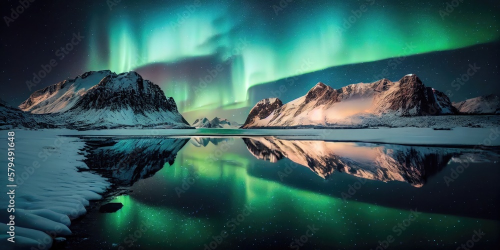 Discover the Ethereal Beauty of the Lofoten Islands with Aurora Borealis - Generative AI