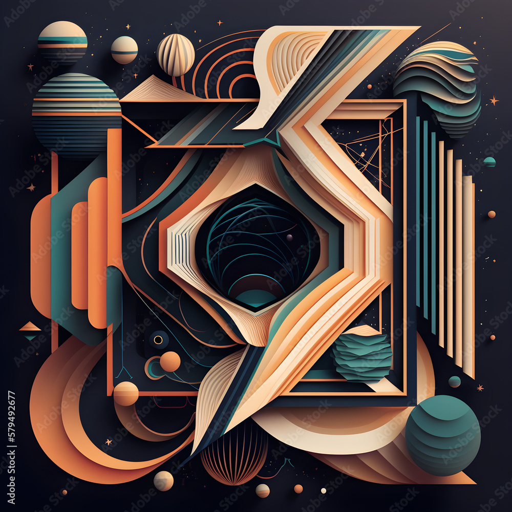 A geometric abstract illustration inspired by space - Artwork 112