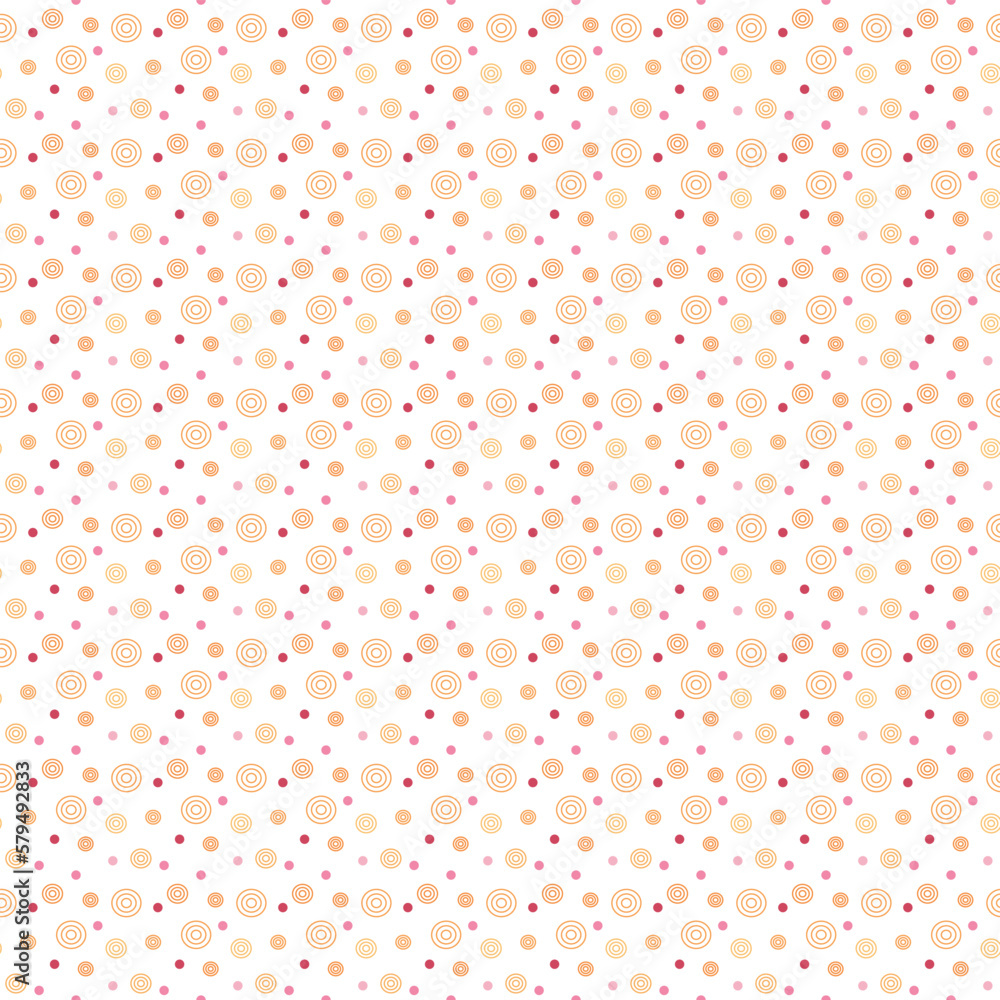 Geometric background from pink dots and orange circles. Seamless pattern. Geometric background from pink dots and orange circles. Seamless pattern.