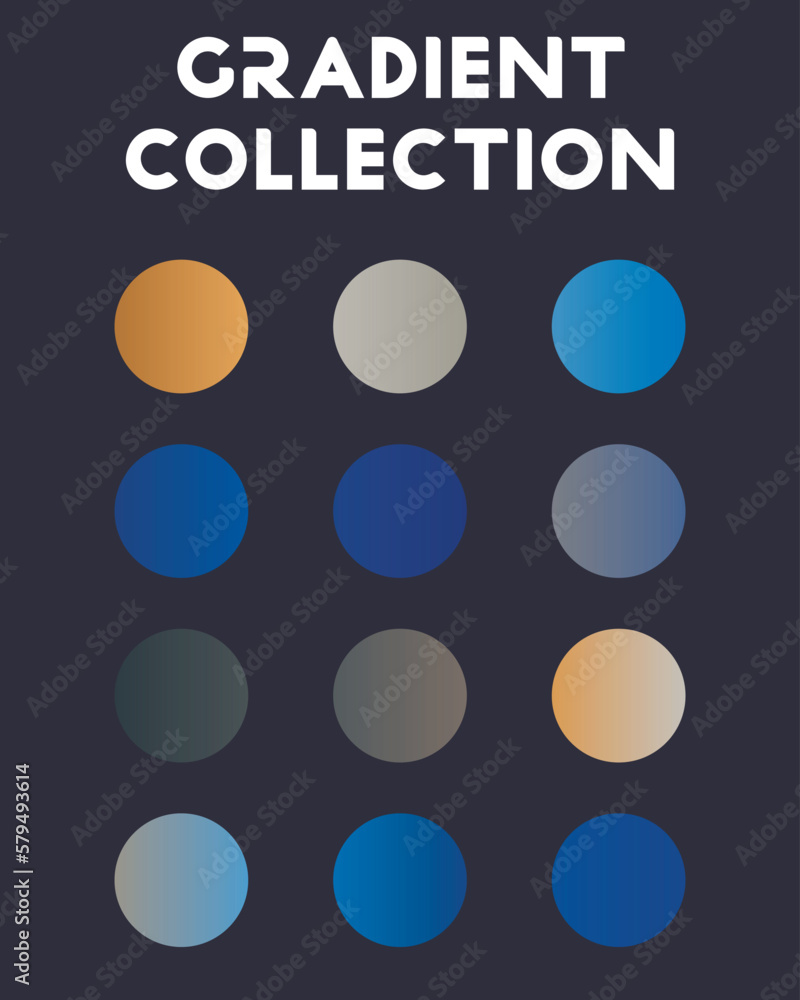 Set of color combinations and gradients. Vector illustration