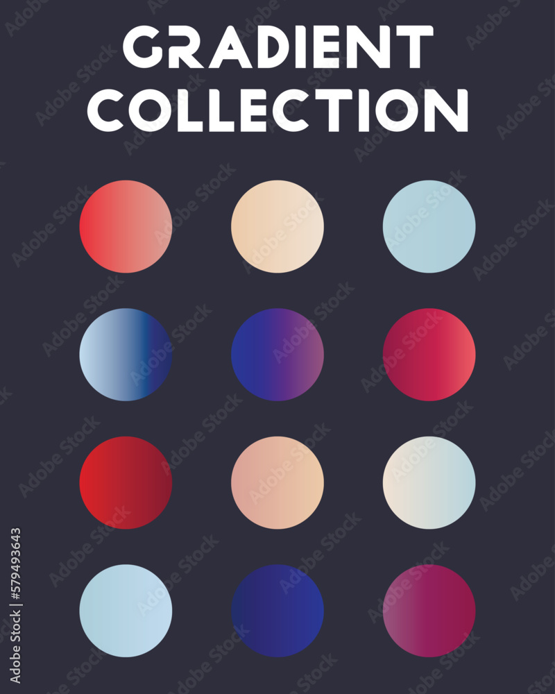 Set of color combinations and gradients. Vector illustration